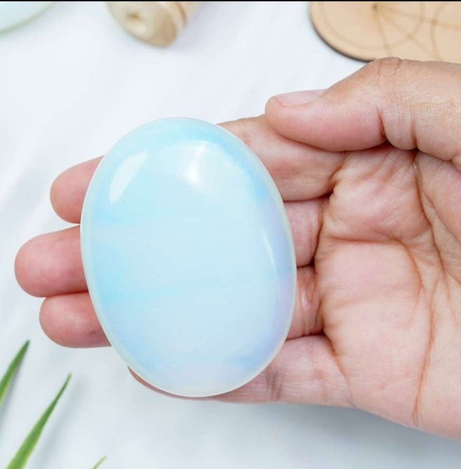 Opalite Crystal Palmstone (Spiritual Connection, Enhance Meditation) - TheIndianHand