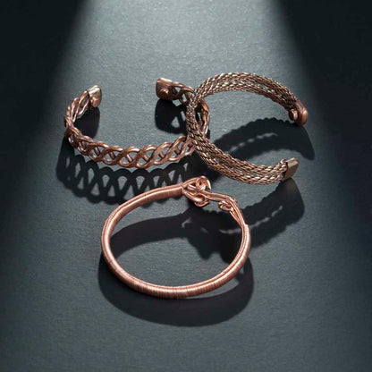 Tibetan Adjustable Copper Bracelets - Set of 5 - Indian Pattern Spiritual Jewelry