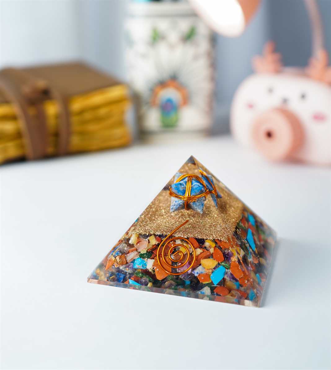 Mix Chakra Orgone Pyramid - 2.5 inch - TheIndianHand