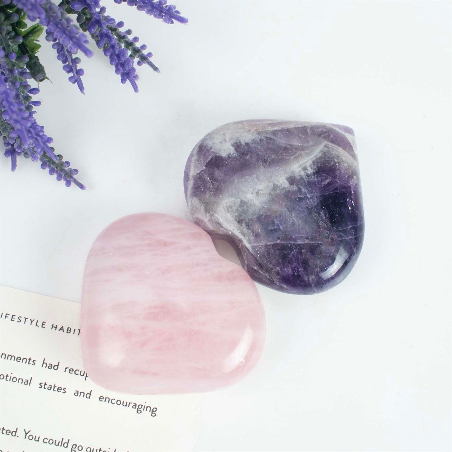 Crystal Heart Amethyst & Rose Quartz - Love and Harmony - TheIndianHand