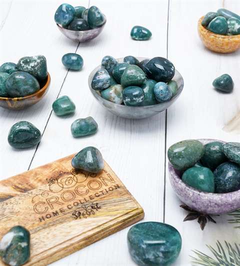 Moss Agate Tumbled Stones - TheIndianHand