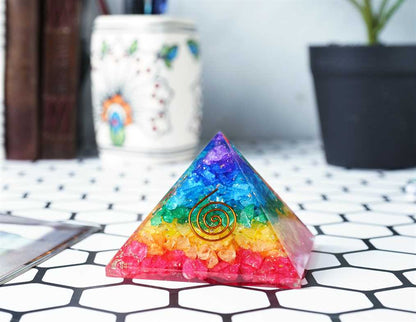 Seven Colors Onyx Orgone Pyramids - 3 inch Each - TheIndianHand