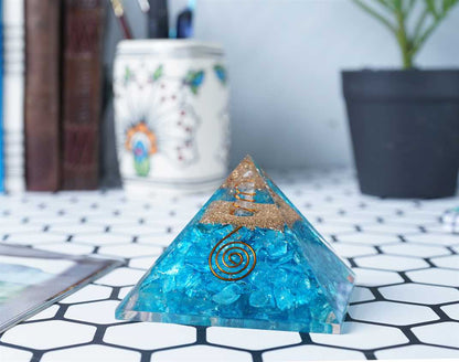 Blue Onyx Orgone Pyramid - 2.5 inch - TheIndianHand