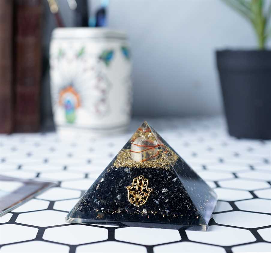 Black Tourmaline Orgone Pyramid - 2.5-3 inch - TheIndianHand