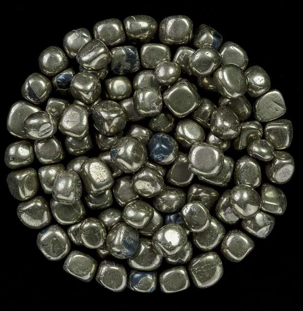 Golden pyrite tumbled stones