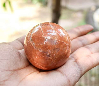 Peach Moonstone Crystal Sphere Ball (55mm) - Emotionally Soothing