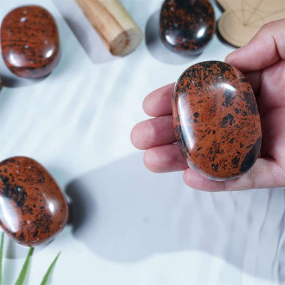 Mahogany Obsidian Crystal Palmstone (Protection, Grounding Energy) - TheIndianHand