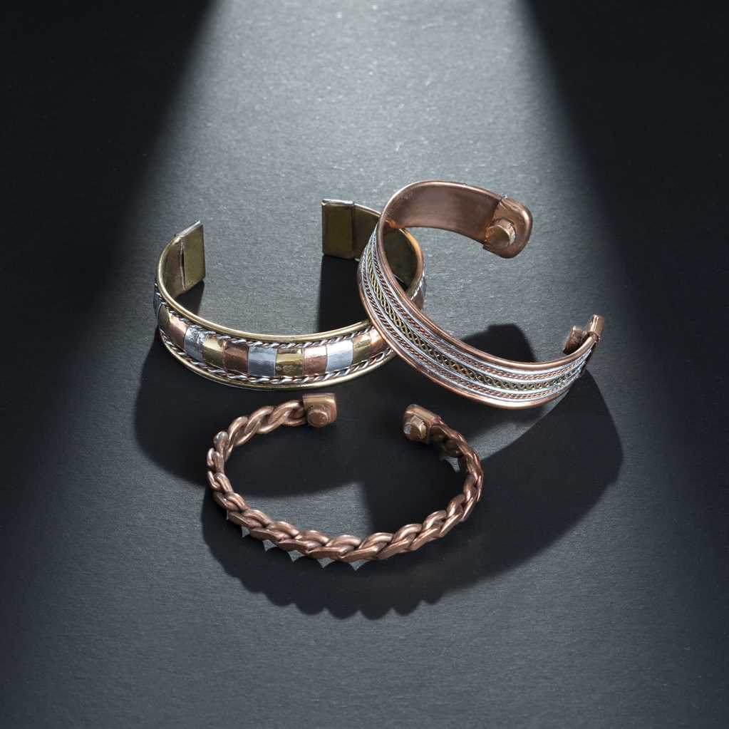 Tibetan Adjustable Copper Bracelets - Set of 3 - Indian Pattern Yoga Jewelry