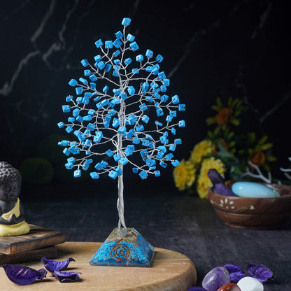 Turquoise Gemstone Tree of Life (Orgone Pyramid Base)