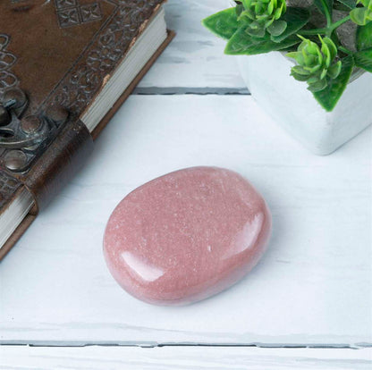 Pink Agate Crystal Palmstone (Inner Peace, Harmony) - TheIndianHand