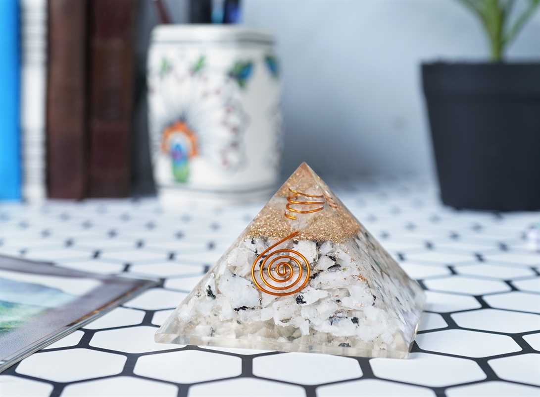 Rainbow Moonstone Orgone Pyramid - 2.5 inch - TheIndianHand