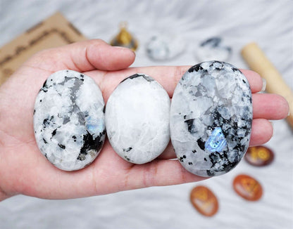 Rainbow Moonstone Crystal Palmstone (Enhance Intuition, Promote Emotional Balance) - TheIndianHand