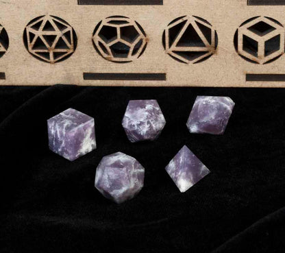 Lapidolite Platonic Solid Sacred Geometric 5 Pcs Set