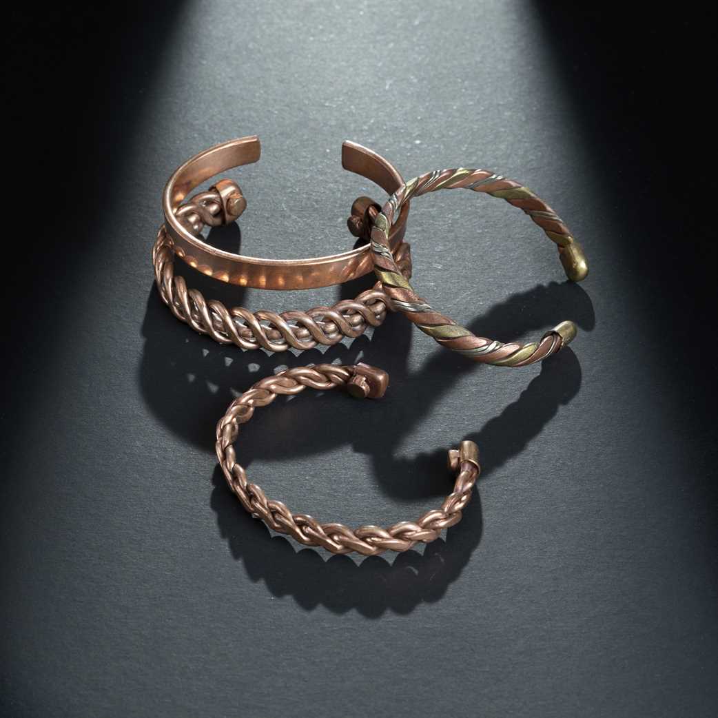 Tibetan Adjustable Copper Bracelets - Set of 4 - Indian Pattern Yoga Jewelry