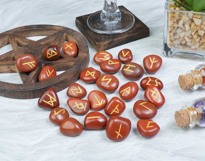 Red Jasper Gemstone Rune Stone 25 pcs Set