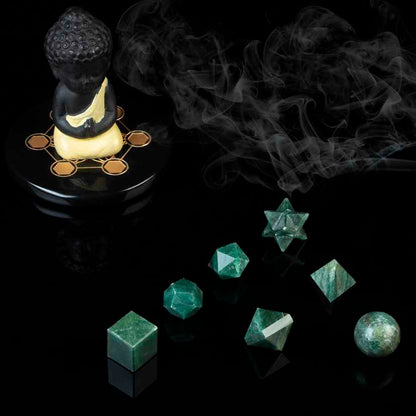 Green Aventurine Platonic Solids Crystal Geometry Set (15-20 mm)