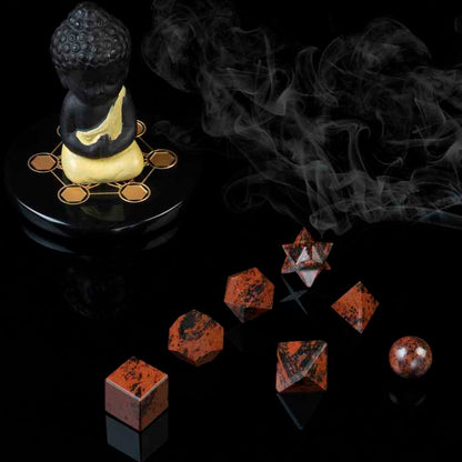 Mahogany Obsidian Platonic Solids Crystal Geometry Set (15-20 mm)