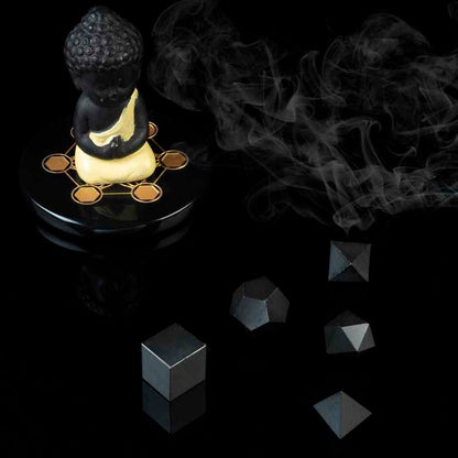 Black Tourmaline Platonic Solids Crystal Geometry Set (15-20 mm)