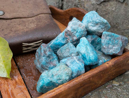 Blue Apatite Rough/Raw Natural Crystal for Tumbling Chakra Balancing - TheIndianHand