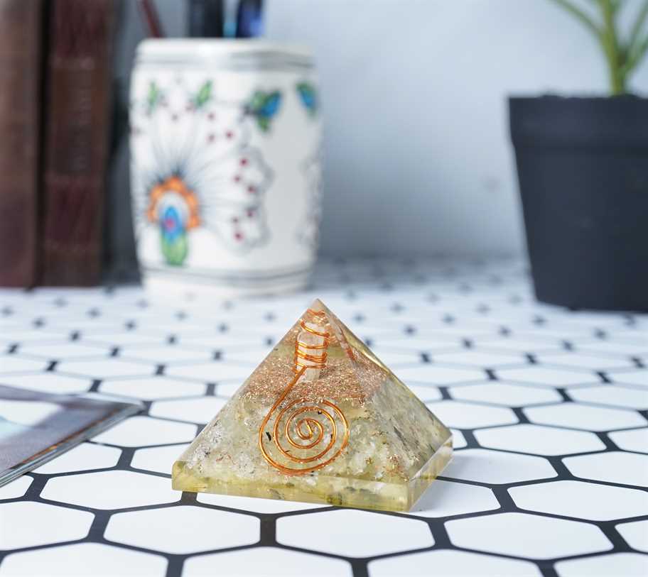 Prehnite Gemstone Orgone Pyramid - 1.5-2 inch - TheIndianHand