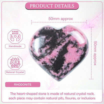 Rhodonite Crystal Heart Shape Stone - Compassion and Heart Healing - TheIndianHand