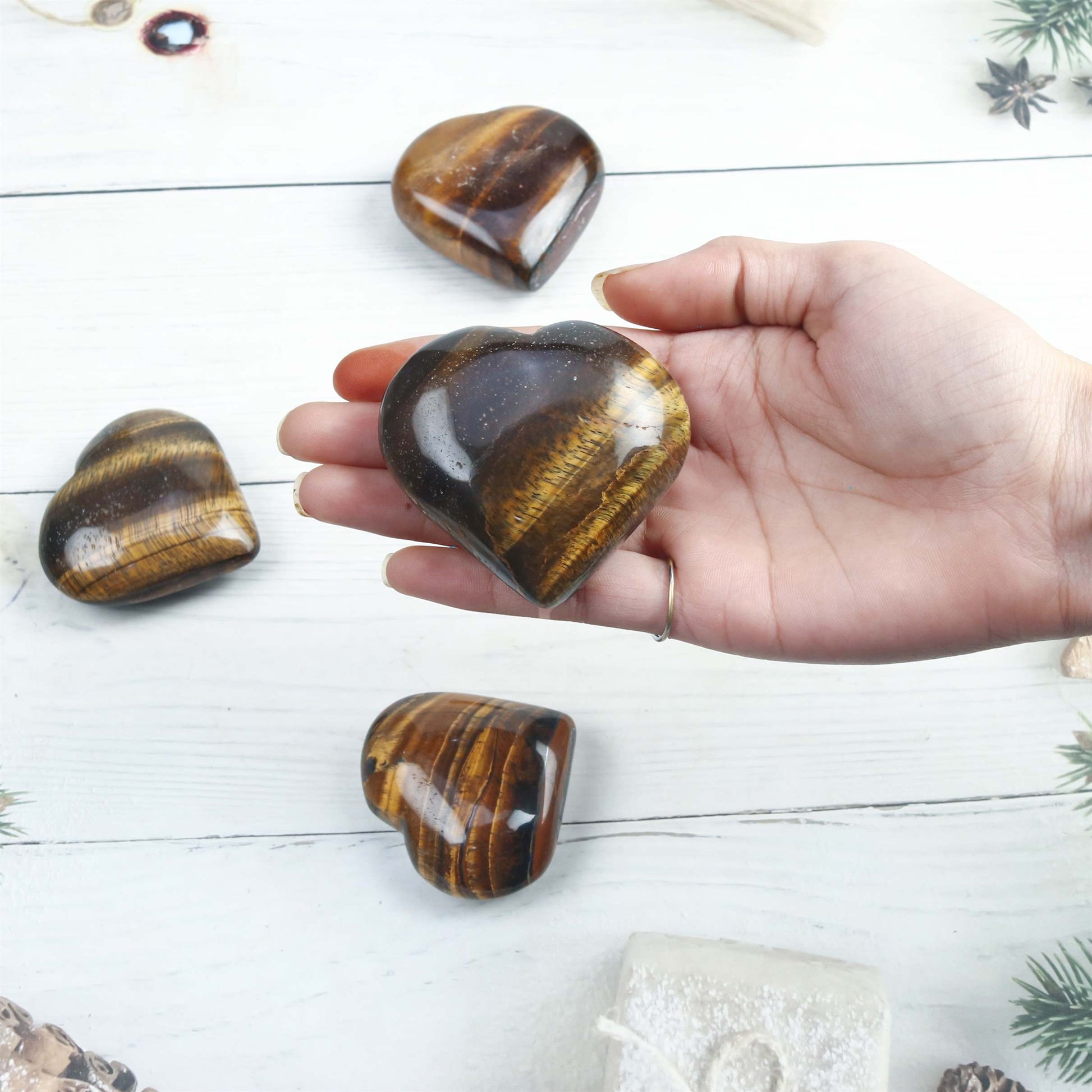 Tiger Eye Crystal Heart Shape Stone - TheIndianHand