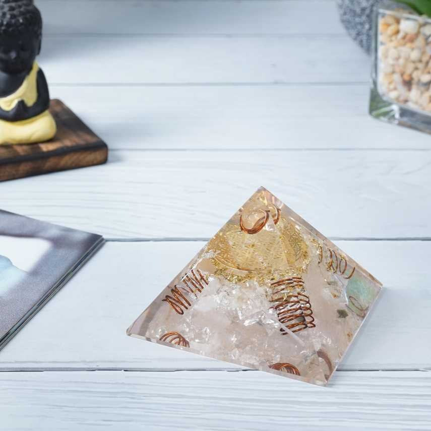 Clear Quartz Orgone Pyramid - 2.5 inch - TheIndianHand