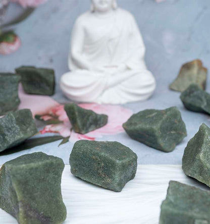 Green Aventurine Rough/Raw Natural Crystal for Tumbling Chakra Balancing - TheIndianHand