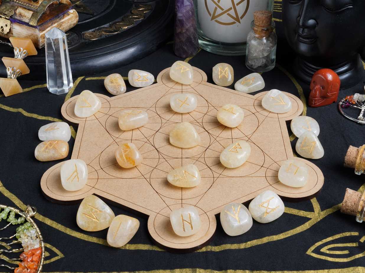 Yellow Jade Rune Stones Set Engraved