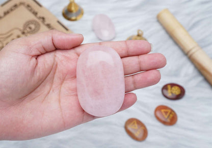 Rose Quartz Crystal Palmstone (Love and Healing, Foster Self-Love) - TheIndianHand