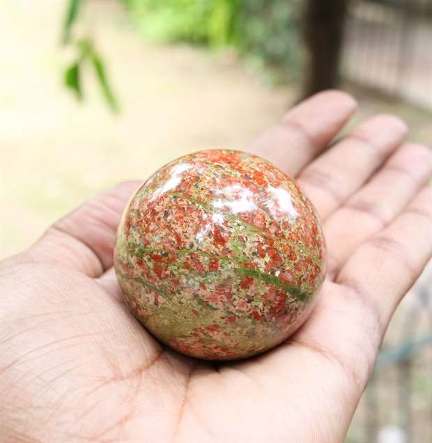 Unakite Crystal Sphere Ball (50mm) - Balance and Healing