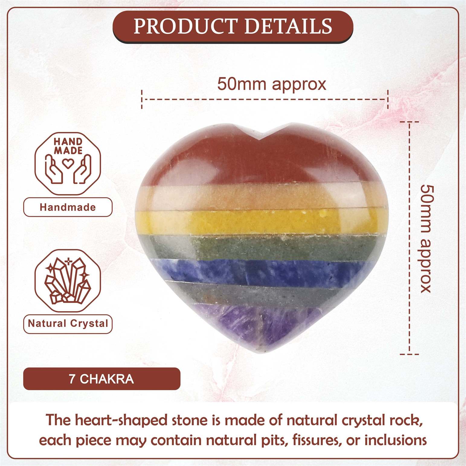 7 Chakra Crystal Heart Shape Stone - Balancing Energy Centers - TheIndianHand