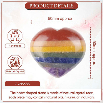 7 Chakra Crystal Heart Shape Stone - Balancing Energy Centers - TheIndianHand