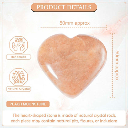 Peach Moonstone Crystal Heart Shape Stone - Emotional Healing and Love - TheIndianHand