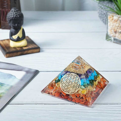 Seven Chakra Orgone Pyramid - 2.5 inch - TheIndianHand