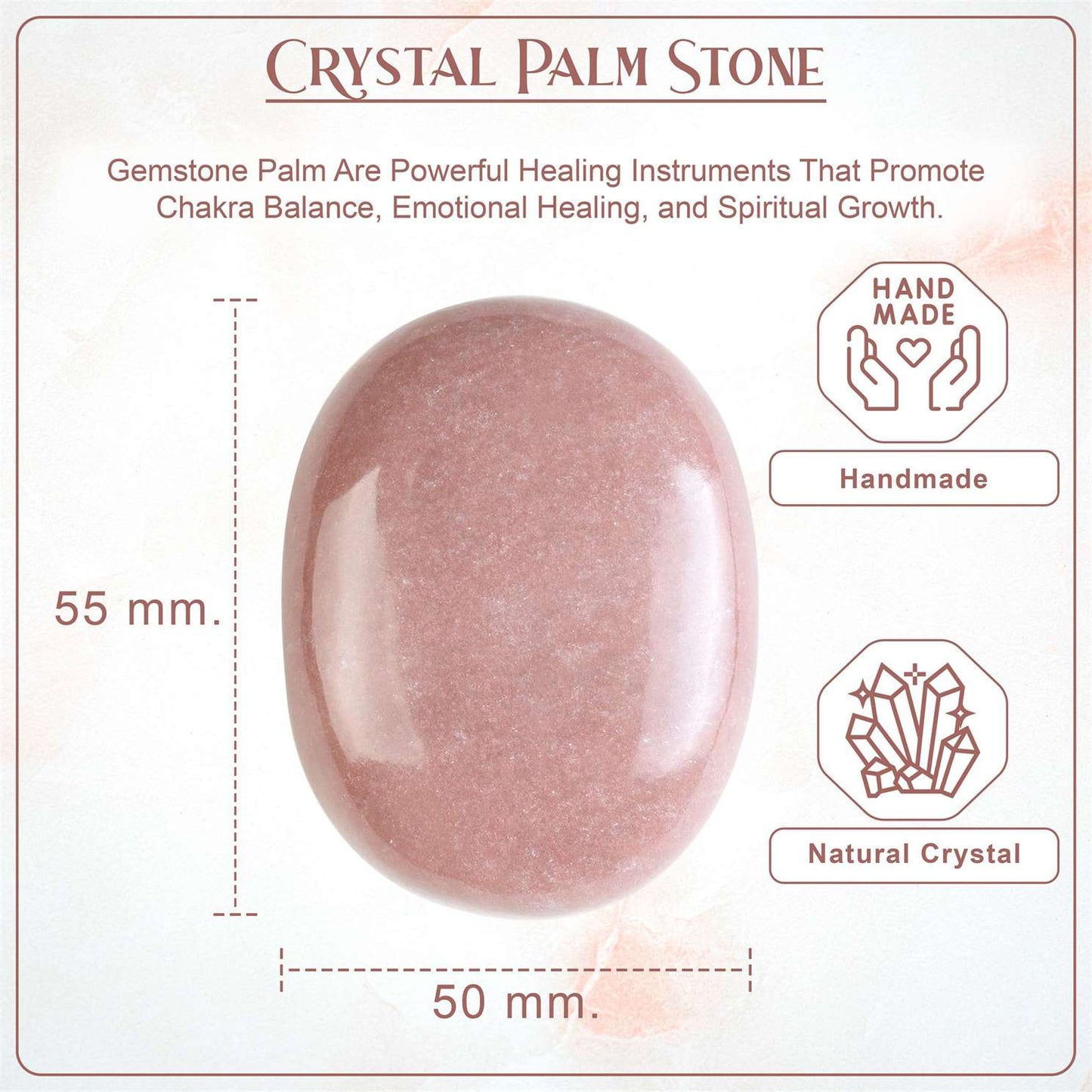 Pink Agate Crystal Palmstone (Inner Peace, Harmony) - TheIndianHand
