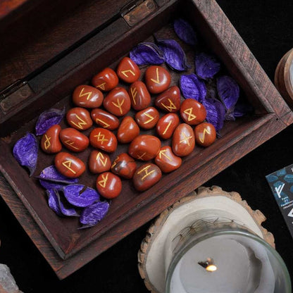 Red Jasper Gemstone Rune Stone 25 pcs Set