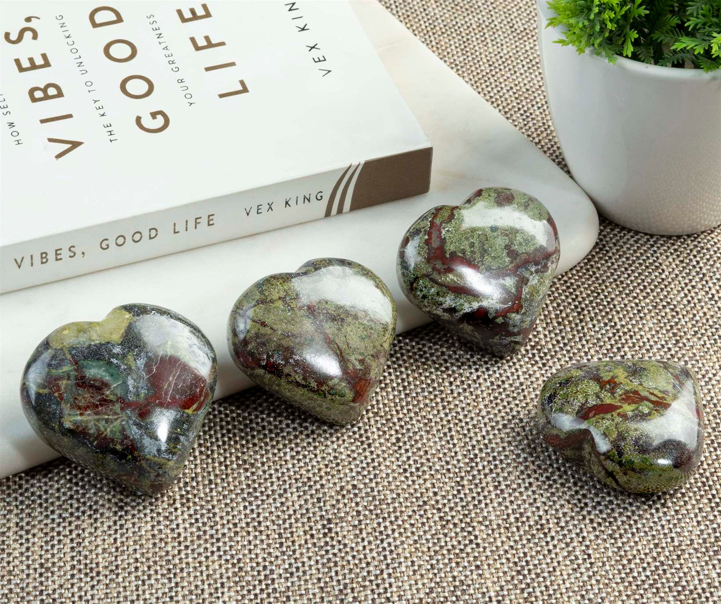 Dragon Bloodstone Crystal Heart Shape Stone - Courage and Strength - TheIndianHand