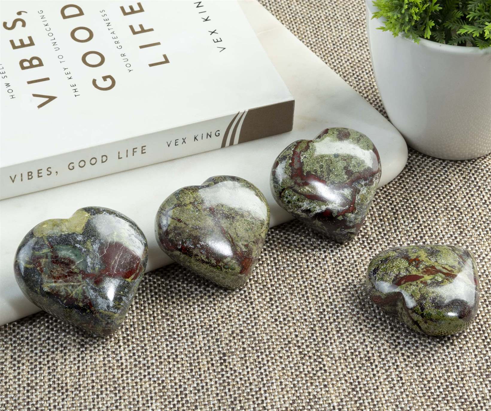 Dragon Bloodstone Crystal Heart Shape Stone - Courage and Strength - TheIndianHand