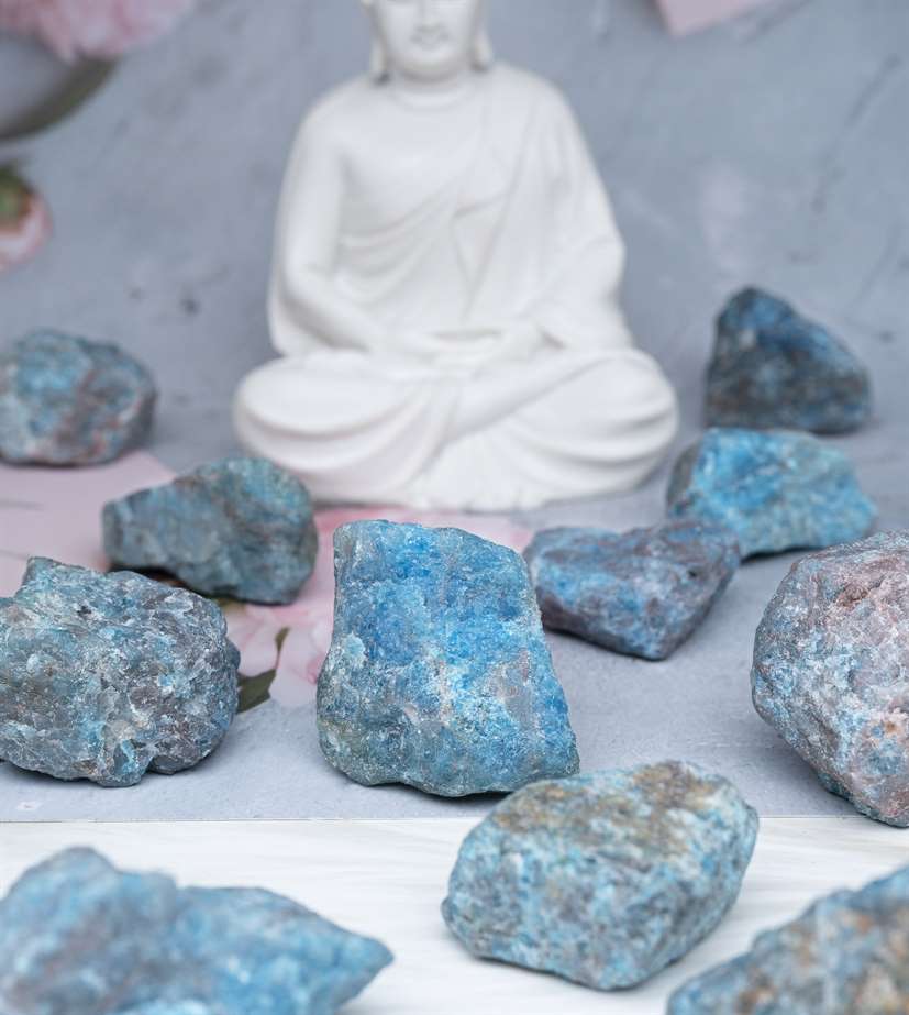 Blue Apatite Rough/Raw Natural Crystal for Tumbling Chakra Balancing - TheIndianHand