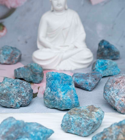 Blue Apatite Rough/Raw Natural Crystal for Tumbling Chakra Balancing - TheIndianHand