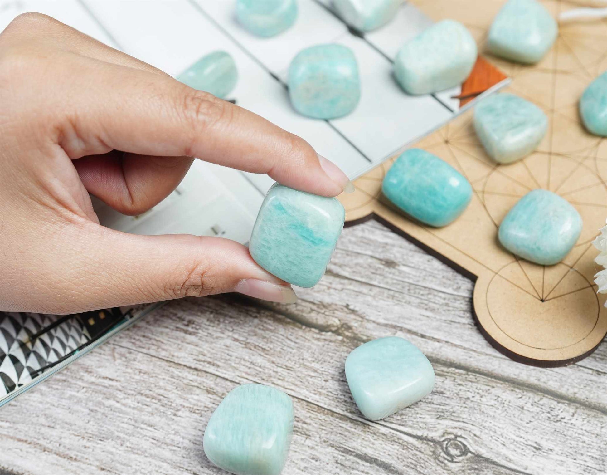 Amazonite Tumbled Stones - TheIndianHand