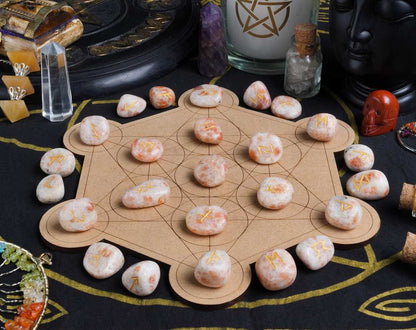 Sunstone Gemstone Runes 25 pcs Rune Set - TheIndianHand 