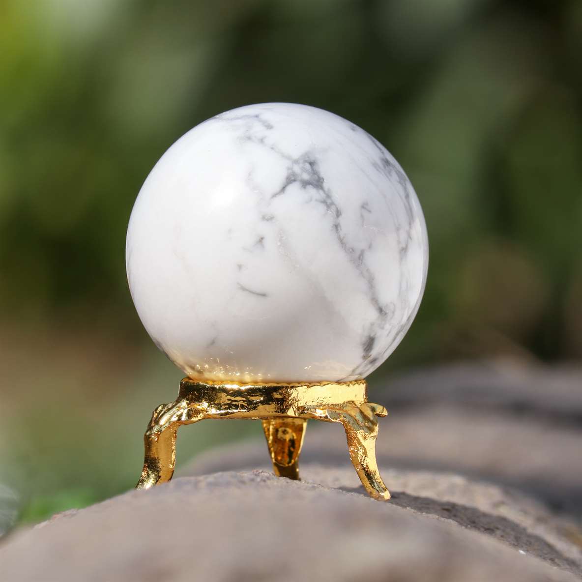 Howlite Crystal Sphere Ball - Calm Communication - TheIndianHand 