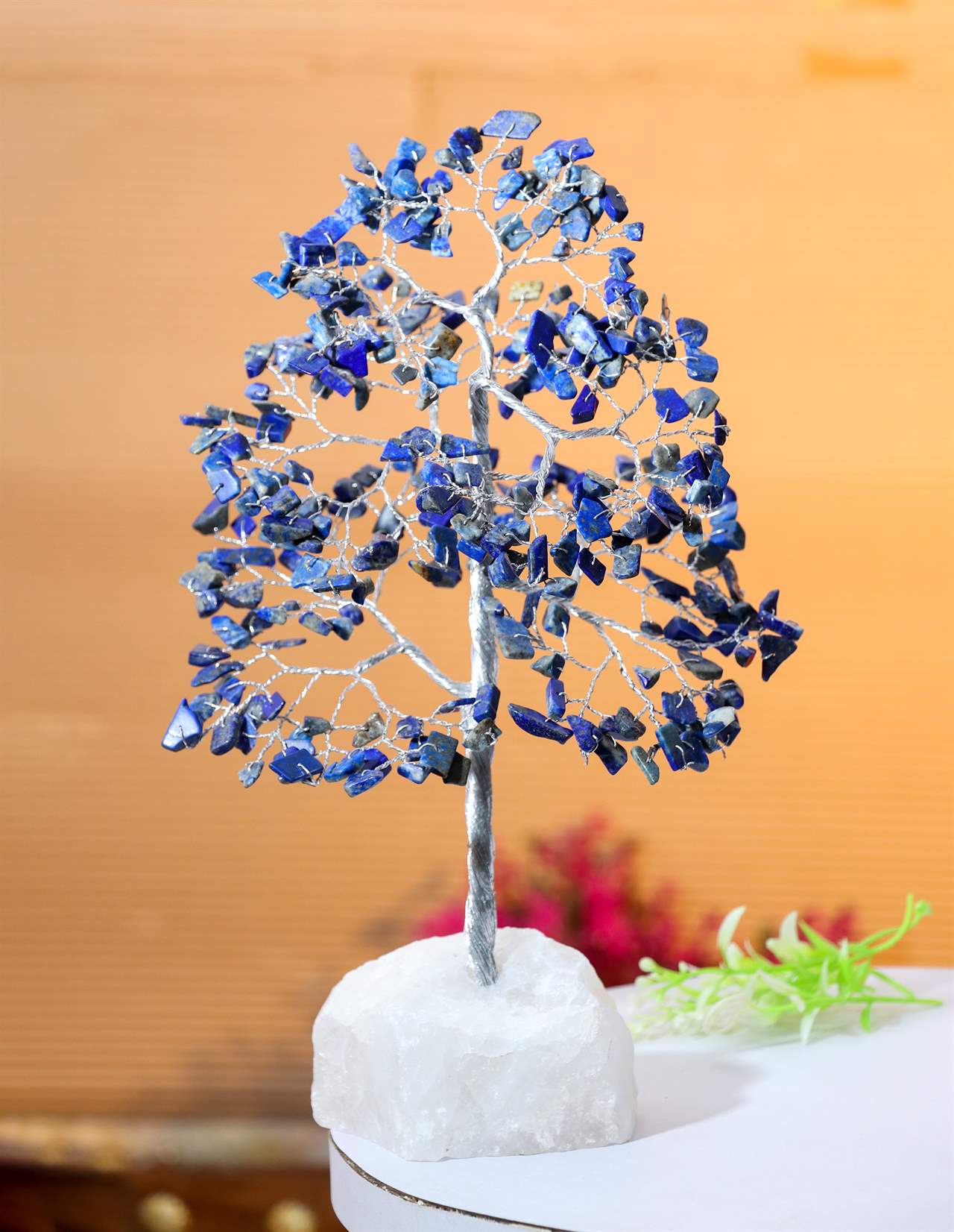 Lapis Lazuli Crystal Tree of Life (Natural Quartz Base)