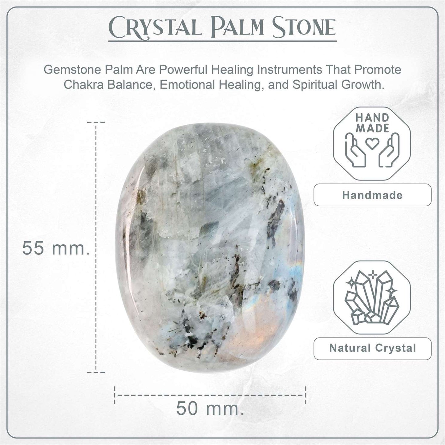 Purple Labradorite Crystal Palmstone (Transformation, Boost Psychic Abilities) - TheIndianHand