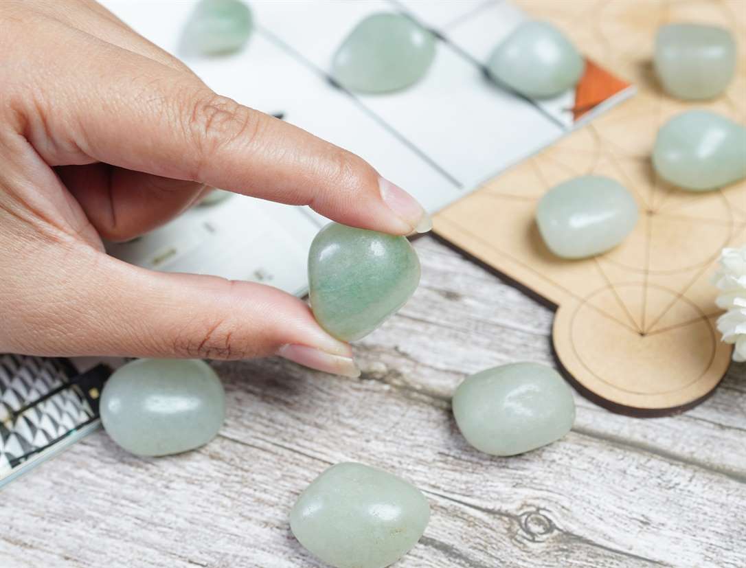 Green Jade tumbled stones - TheIndianHand