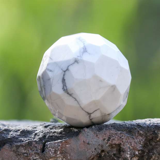 Howlite Crystal Sphere Ball (45mm) - Calm Communication