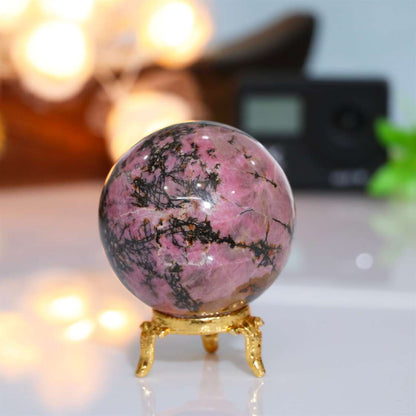 Rhodonite Crystal Sphere Ball (35mm) - Love and Compassion