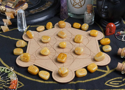 Yellow Aventurine Rune Stones Set Engraved